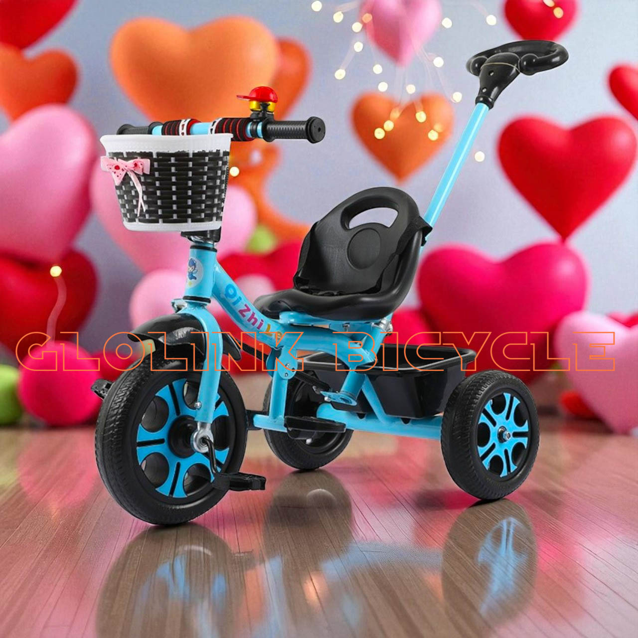 Kids Tricycle with Push Handle, Basket & Backrest – Ages 1.5 to 4 Years - Image 5