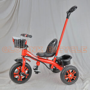 Kids Tricycle with Push Handle, Basket & Backrest – Ages 1.5 to 4 Years